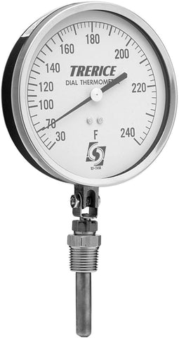 Trerice direct mounted dial thermometer, adjustable angle