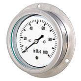 PIC Gauges - LP4-SS - All Stainless Steel, Low Pressure Gauge, Center Back Mount with Front Flange