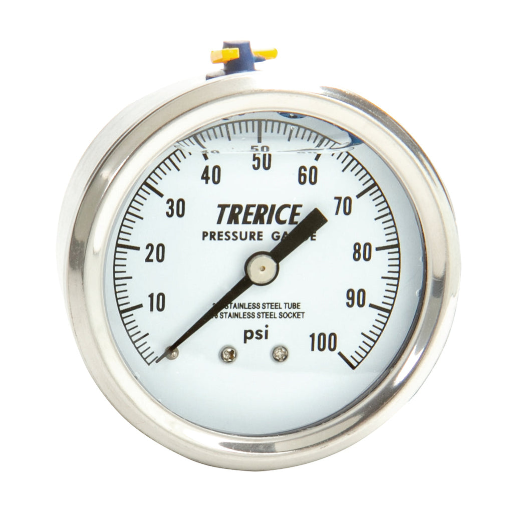 TRERICE - Industrial Pressure Gauge - D83SS (2.5 inch dial size, back mount front view)
