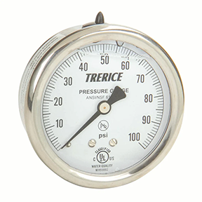 TRERICE - 700B / 700LFB Pressure Gauge (Brass Internals, Back Mount)