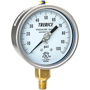 TRERICE - 700B / 700LFB Pressure Gauge (Brass Internals, Lower Mount)