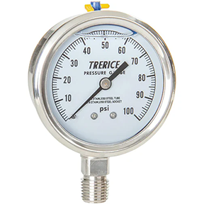 TRERICE - D83SS / D83LFSS Pressure Gauge (SS Internals, Lower Mount)
