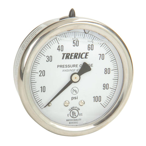 Trerice - D83SS / D83LFSS Pressure Gauge (SS Internals, Back Mount)