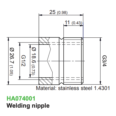 E+E - Welding Nipple (P/N: HA074001)