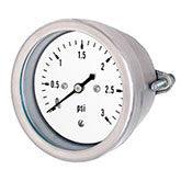 PIC Gauges - LP3-SS - All Stainless Steel, Low Pressure Gauge, Center Back Mount with U-Clamp